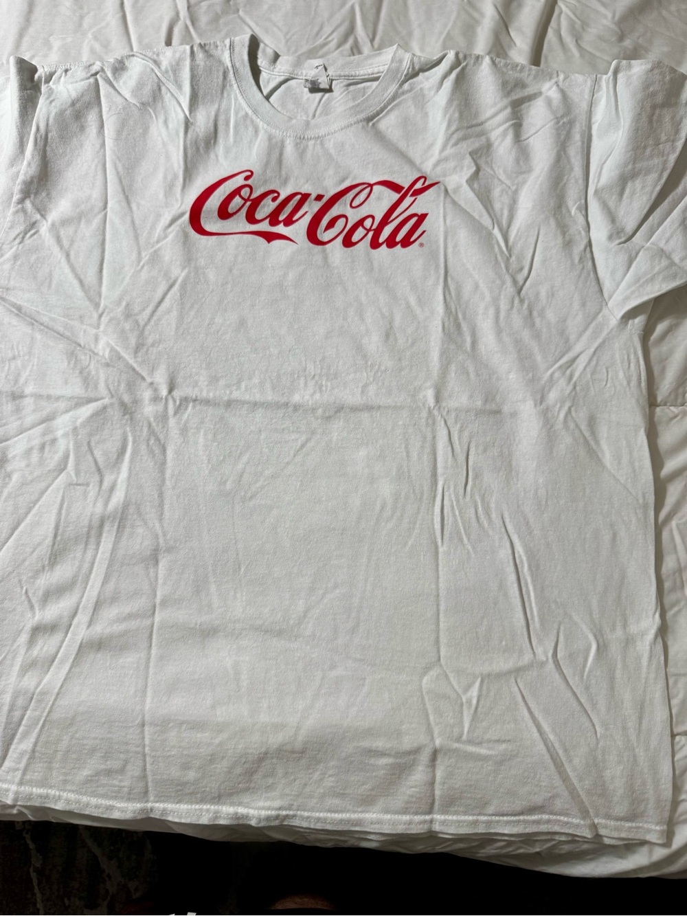 Gildan White Short Sleeve Tee with Red Coca‑Cola Logo